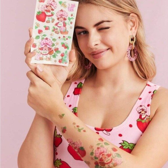 Strawberry Shortcake Temporary Tattoos 2 Sheet Set of Cute Classic Cartoon - Picture 6 of 9